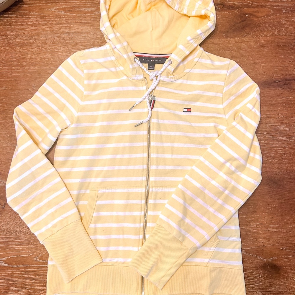 Yellow and White Striped Zip Up | Tommy Hilfiger